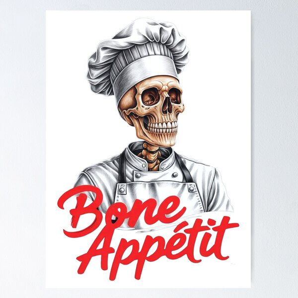 Item preview, Bone Appétit. A skeleton chef for Halloween. designed and sold by twisted-dot.