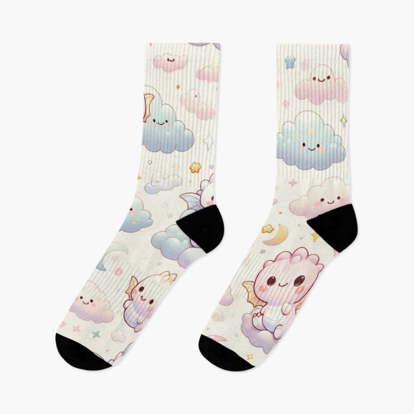 Item preview, Kawaii Baby Dragons Playing in the Clouds with Twinkling Stars and Moons designed and sold by TeslaSt0re.
