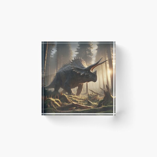 Item preview, Mighty Triceratops in a Majestic Forest at Dawn designed and sold by CitrineLinker.