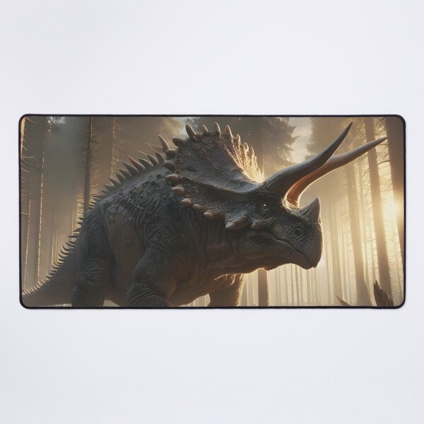Item preview, Mighty Triceratops in a Majestic Forest at Dawn designed and sold by CitrineLinker.
