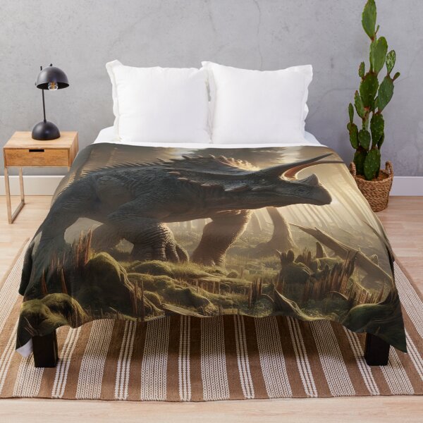 Item preview, Mighty Triceratops in a Majestic Forest at Dawn designed and sold by CitrineLinker.