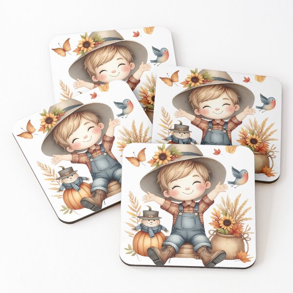 Item preview, Happy Cute Boy Scarecrow Harvest Fall Fun Clipart | High-Quality PNG 3000x3000px, 300 DPI | Adorable Autumn Art for Craft Projects designed and sold by angieart68.