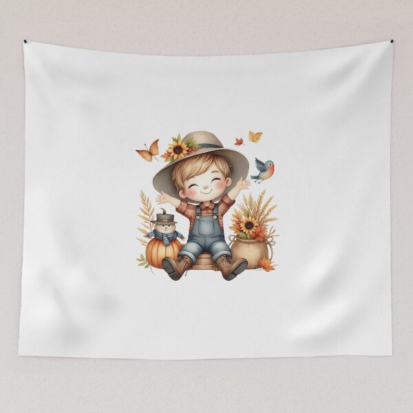 Item preview, Happy Cute Boy Scarecrow Harvest Fall Fun Clipart | High-Quality PNG 3000x3000px, 300 DPI | Adorable Autumn Art for Craft Projects designed and sold by angieart68.