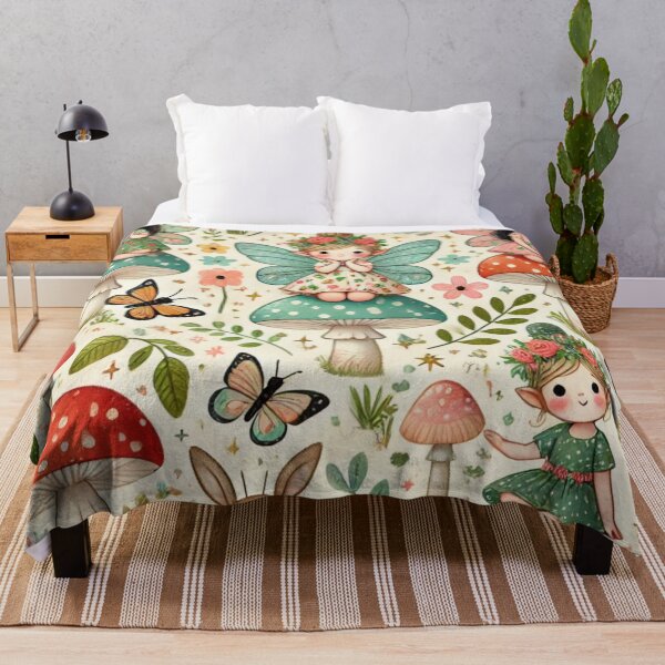 Item preview, Whimsical Fairies Sitting on Mushrooms in an Enchanted Forest designed and sold by TeslaSt0re.