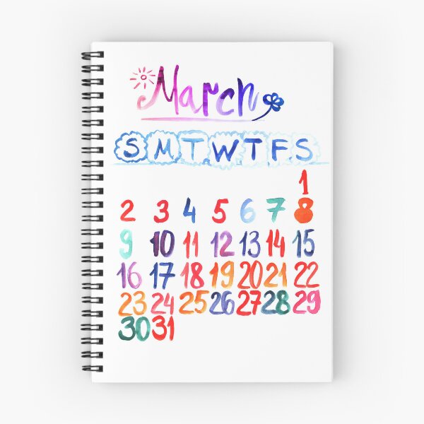 Item preview, March 2025 cute hand drawing lettering calendar | Watercolor artistic handmade handlettering march 2025 calendar  designed and sold by lausn.