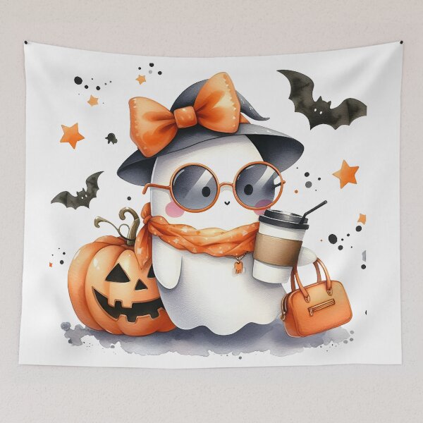 Item preview, Halloween Ghost with Coffee designed and sold by RebeccaRe.