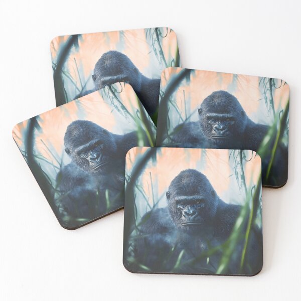Item preview, Gorilla in misty jungle at sunrise - Wildlife photo designed and sold by TheArtistOf2022.
