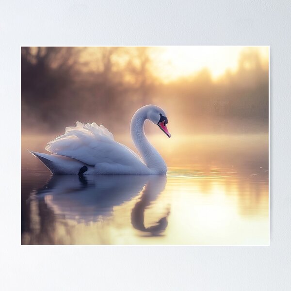 Item preview, White swan in lake at sunrise designed and sold by TheArtistOf2022.