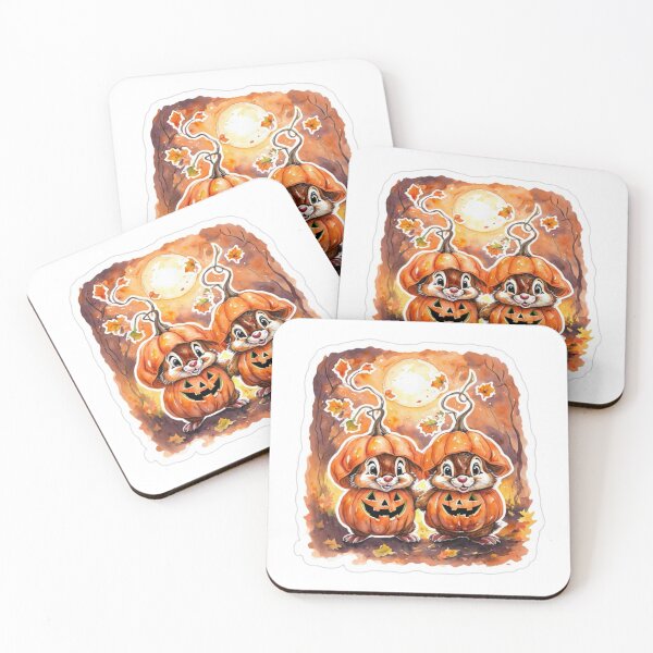 Item preview, Chip and Dale Chipmunk twin brothers Halloween Pumpkin sticker designed and sold by deliveringmagic.