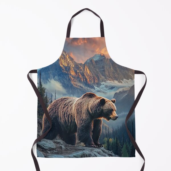 Item preview, A Grizzly bear on a rocky outcrop at sunrise - Wildlife photo designed and sold by TheArtistOf2022.