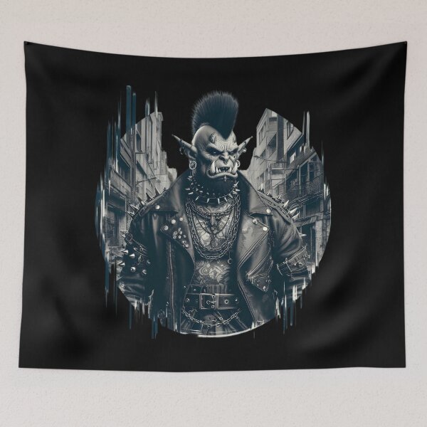 Item preview, Punk Orc Street Warrior - Urban Fantasy Art designed and sold by IllumeInk.