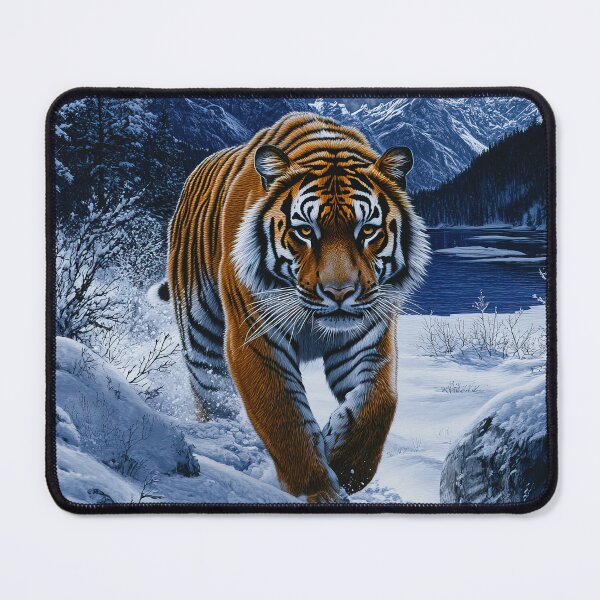 Item preview, Tiger hunting in the night in snow - Wildlife photo designed and sold by TheArtistOf2022.