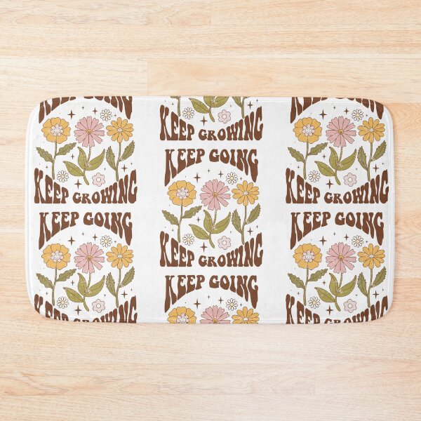 Item preview, Keep Going Keep Growing Retro flower quote repeating pattern, 70s aesthetic, 70s colours  designed and sold by CEB1700.