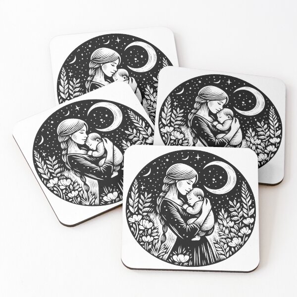 Item preview, Mother and Baby Linocut Art designed and sold by atkindesign.
