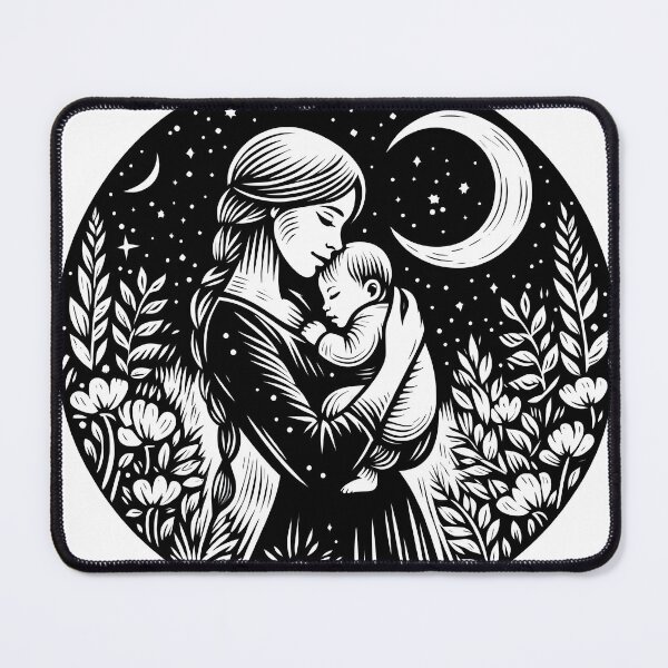 Item preview, Mother and Baby Linocut Art designed and sold by atkindesign.