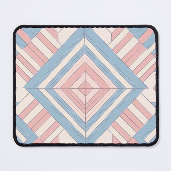 Item preview, A symmetrical design of intersecting lines, triangles, and squares in shades of pink, blue, and white. designed and sold by HEMRO.