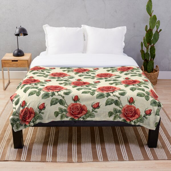 Item preview, Watercolor vintage seamless pattern featuring red roses on a soft beige background designed and sold by Mariana Shymkovych.