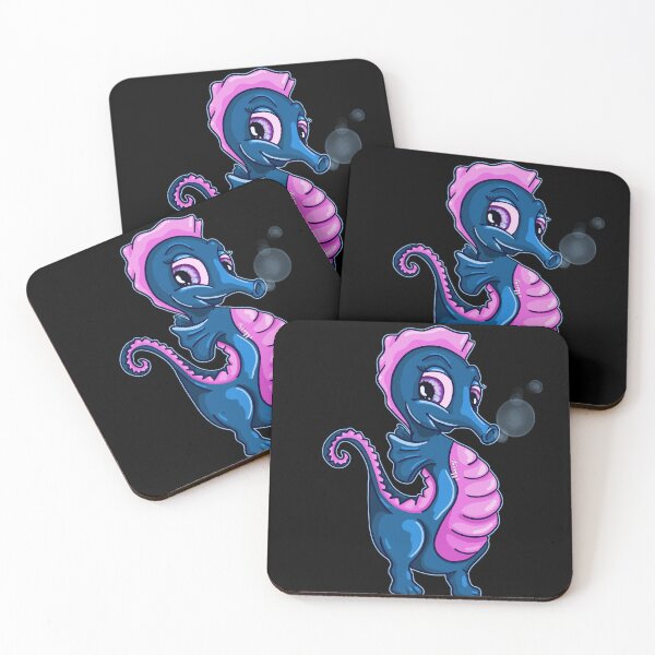 Item preview, blue and pink cartoon seahorse designed and sold by Themys24.