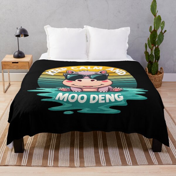 Item preview, "KEEP CALM AND MOO DENG"Baby Hippo Relaxing with Sunglasses T-Shirt designed and sold by AI-volution.