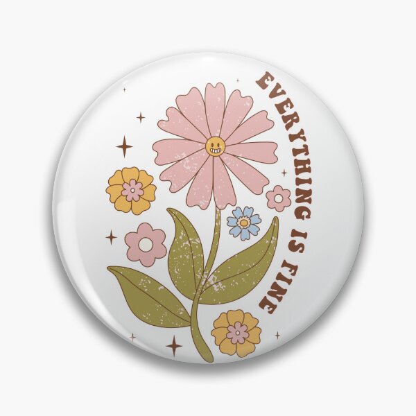 Item preview, Everything Is Fine Retro flower quote repeating pattern, 70s aesthetic, 70s colours  designed and sold by CEB1700.