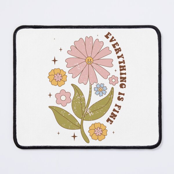 Item preview, Everything Is Fine Retro flower quote repeating pattern, 70s aesthetic, 70s colours  designed and sold by CEB1700.