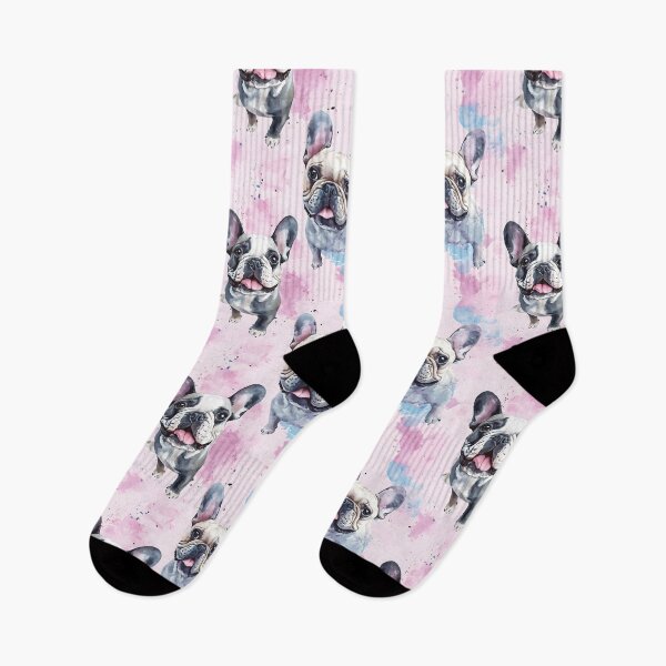 Item preview, Watercolor seamless pattern featuring adorable pugs in pastel pink and blue tones designed and sold by Mariana Shymkovych.