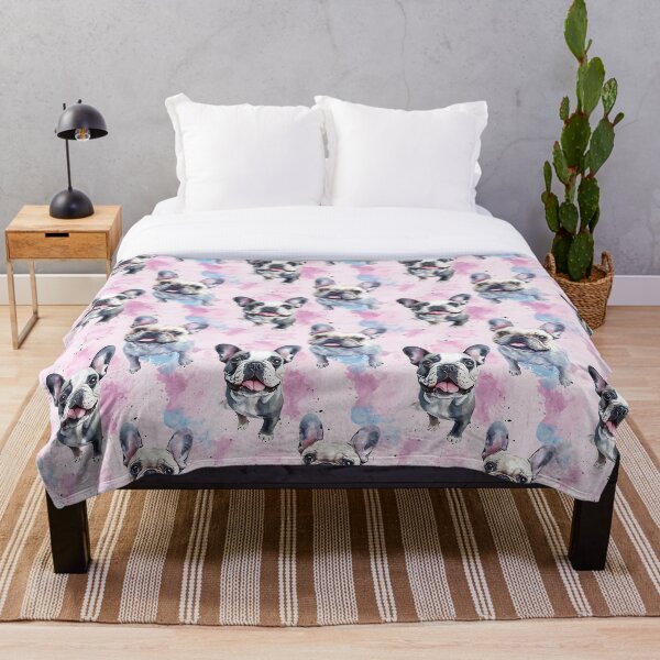 Item preview, Watercolor seamless pattern featuring adorable pugs in pastel pink and blue tones designed and sold by Mariana Shymkovych.
