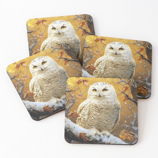 Item preview, Snowy Owl in Autumn forest - Wildlife photo designed and sold by TheArtistOf2022.