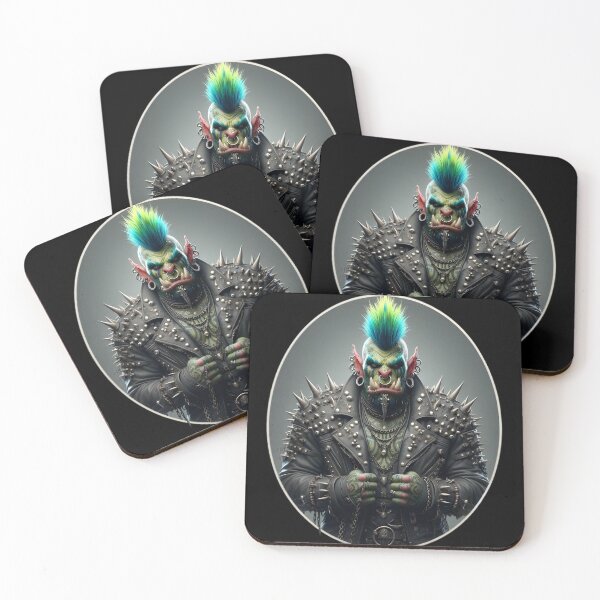 Item preview, Punk Rock Orc Warrior in Spiked Leather Jacket designed and sold by IllumeInk.