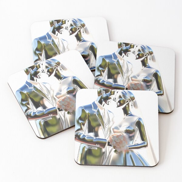 Artikelvorschau, wedding 3D groom and bride silver chrome design entworfen und verkauft von Rainbow Paws Garden.