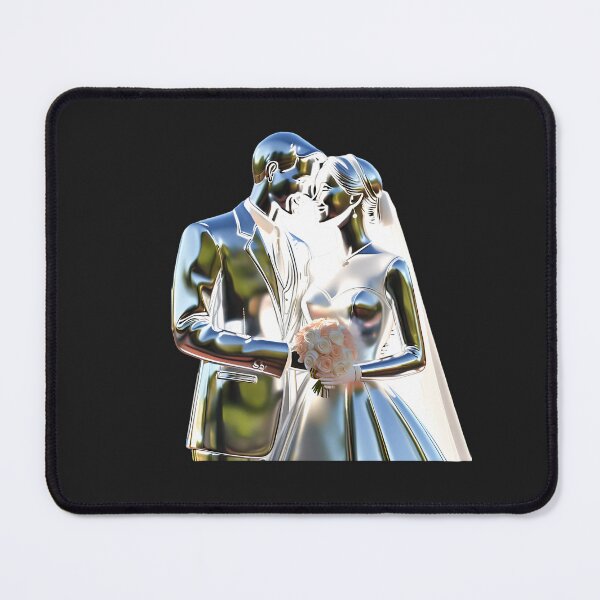 Item preview, wedding 3D groom and bride silver chrome design designed and sold by Rainbow Paws Garden.