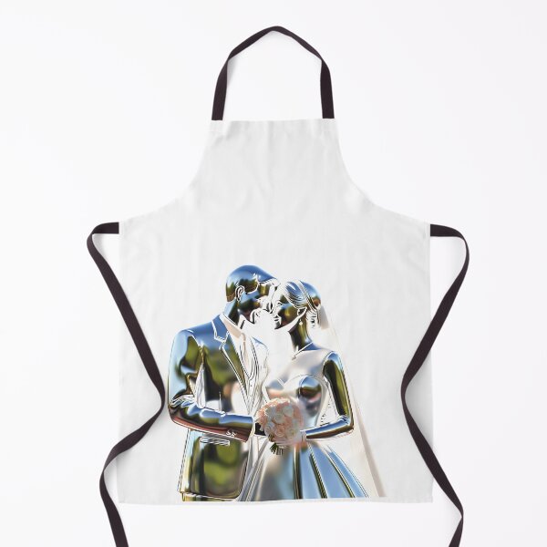 Item preview, wedding 3D groom and bride silver chrome design designed and sold by Rainbow Paws Garden.