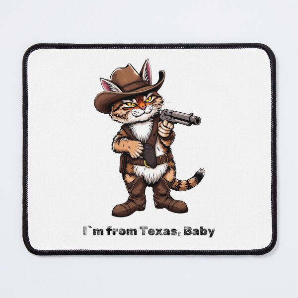 Item preview, cowboy cat with cowboy hat and gun. I`m from Texas, Baby designed and sold by GinnyGi.