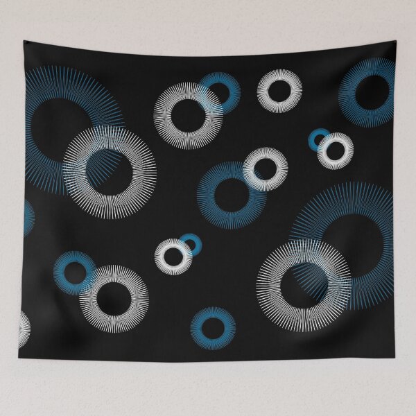 Item preview, Turquoise Blue White Starburst Sunburst Black Retro Pattern designed and sold by ValeriesGallery.