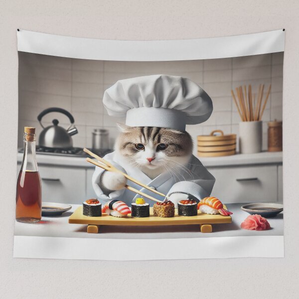 Item preview, Chef Neko - Sushi Master at Work designed and sold by WheelieGdArt.