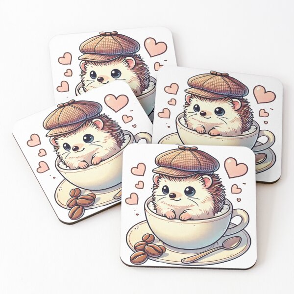 Item preview, Coffee Hedgehog in cup of birmingham designed and sold by MaximumCutewaii.