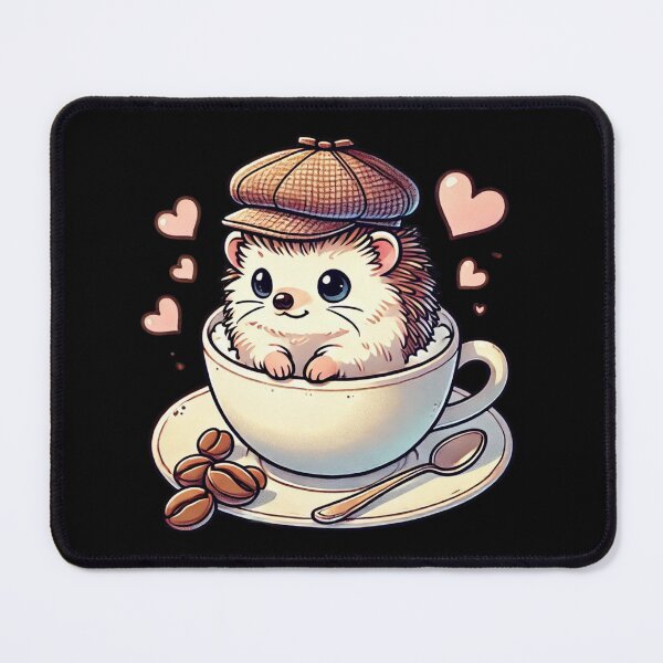 Item preview, Coffee Hedgehog in cup of birmingham designed and sold by MaximumCutewaii.