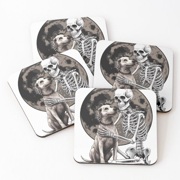Item preview, Halloween Skeleton with Dog Moonlit Spooky Graphic designed and sold by ShopZen ⭐⭐⭐⭐⭐.