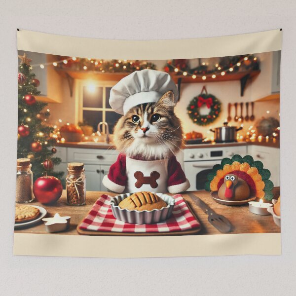 Item preview, Chef Tinsel - Festive Feast Feline designed and sold by WheelieGdArt.
