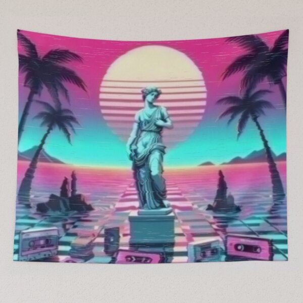 Item preview, woman statue in the sunset with tapes and palms designed and sold by analogsandpixel.