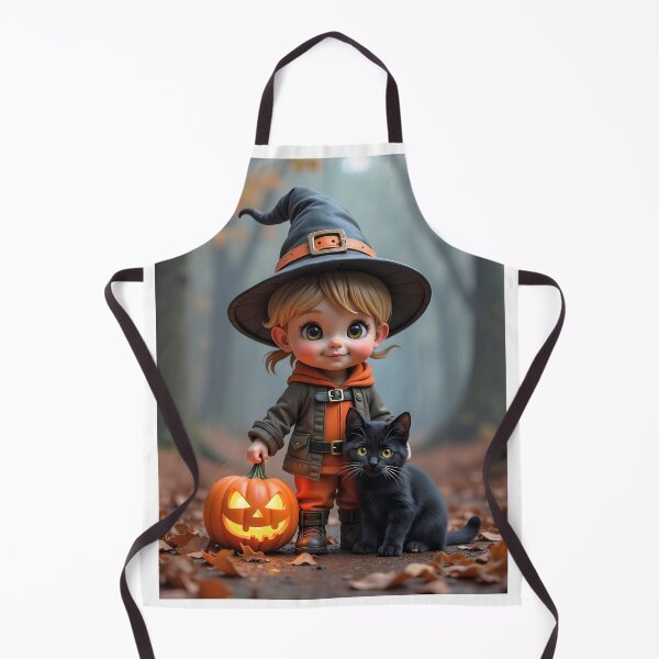 Item preview, Halloween Cute Kid Cartoon With Black Cat designed and sold by JoyPhotoArt.
