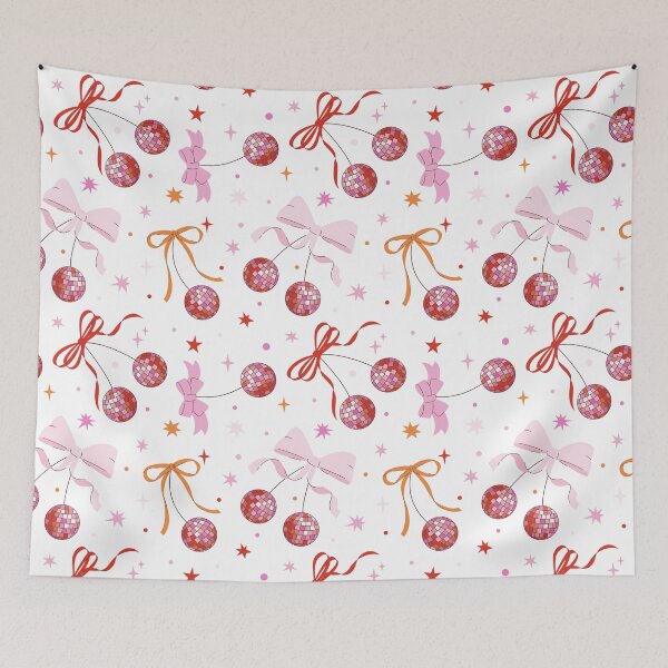 Item preview, Disco Cherries with Bows Repeating Pattern, Y2K aesthetic, disco aesthetic  designed and sold by CEB1700.