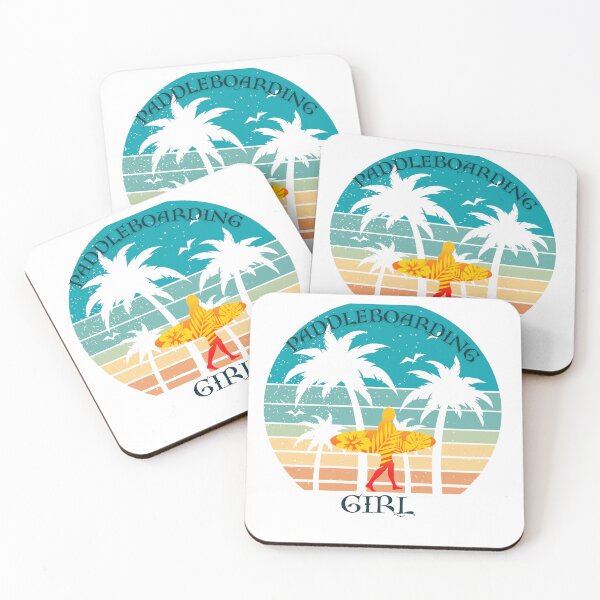 Item preview, Silhouette of surfing girl, holding a surfboard on the shore of the beach. Sub Surfing, Paddleboarding. designed and sold by StyleFused.