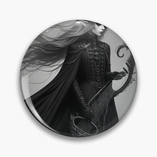 Item preview,  Gothic Elven Bard with Harp in Dark Elegance designed and sold by IllumeInk.