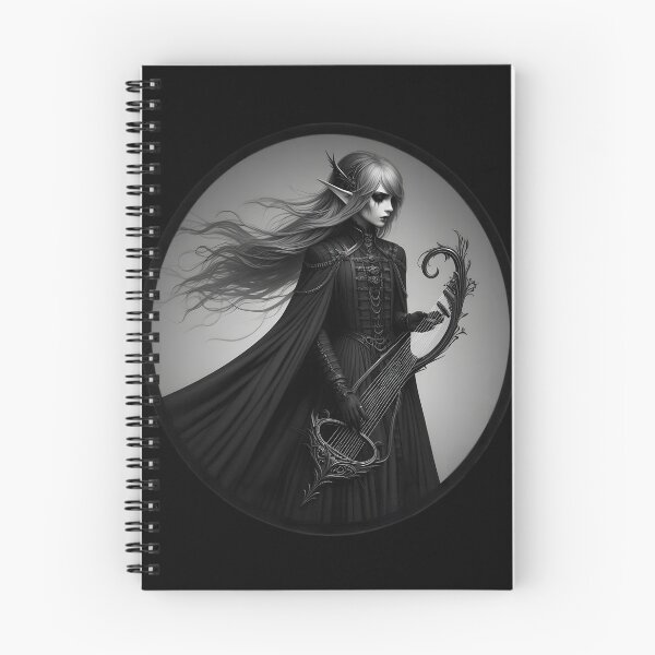 Item preview,  Gothic Elven Bard with Harp in Dark Elegance designed and sold by IllumeInk.
