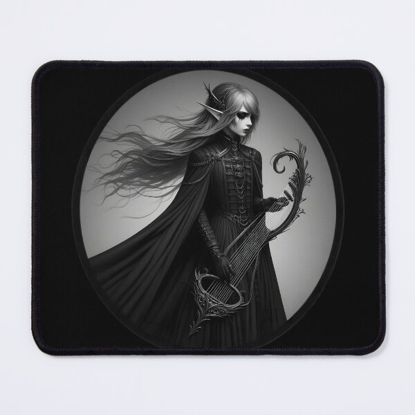 Item preview,  Gothic Elven Bard with Harp in Dark Elegance designed and sold by IllumeInk.