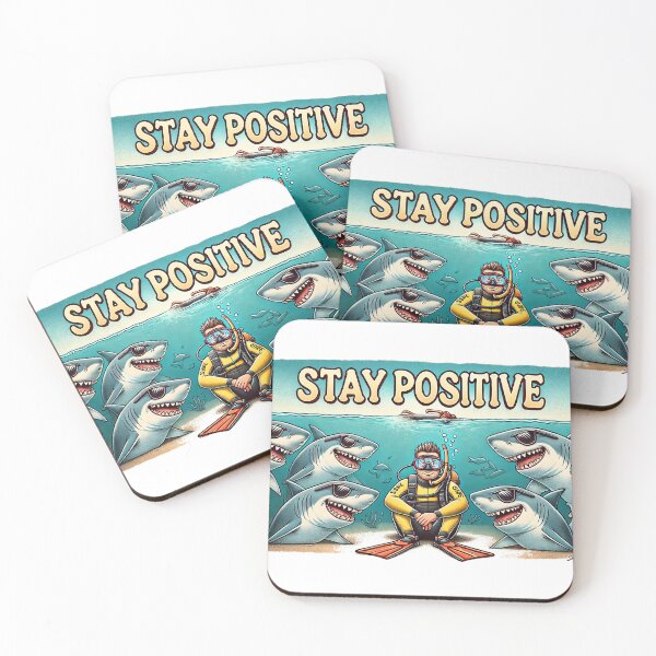 Item preview, "Stay Positive" – Funny Shark and Diver Sarcasm designed and sold by supersanko.