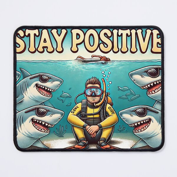Item preview, "Stay Positive" – Funny Shark and Diver Sarcasm designed and sold by supersanko.