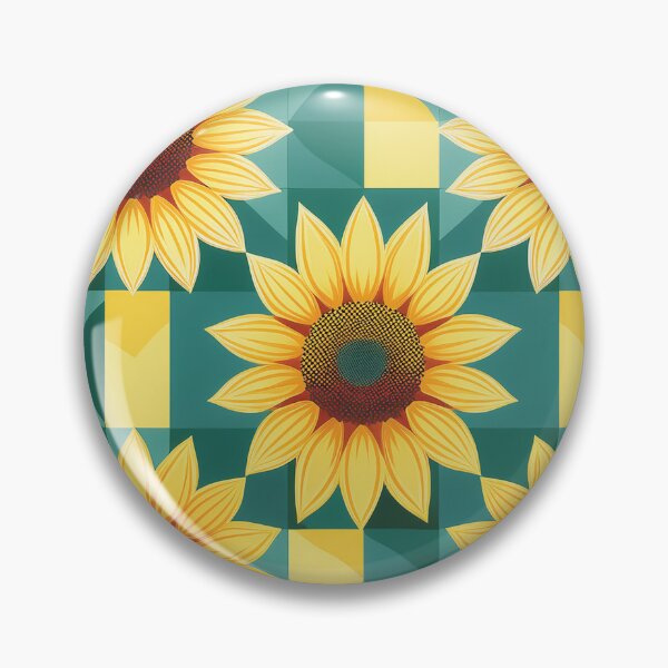 Item preview, A quirky sunflower checkerboard pattern design with geometric sunflower shapes in various colors. designed and sold by HEMRO.