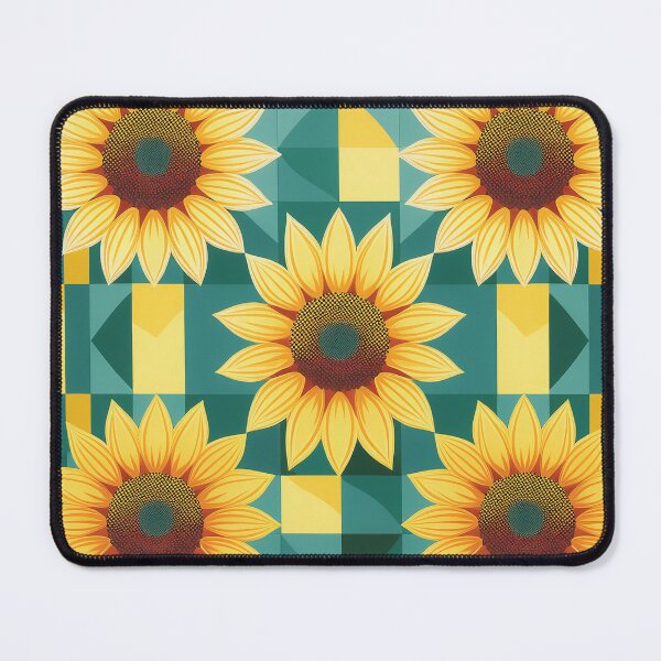 Item preview, A quirky sunflower checkerboard pattern design with geometric sunflower shapes in various colors. designed and sold by HEMRO.